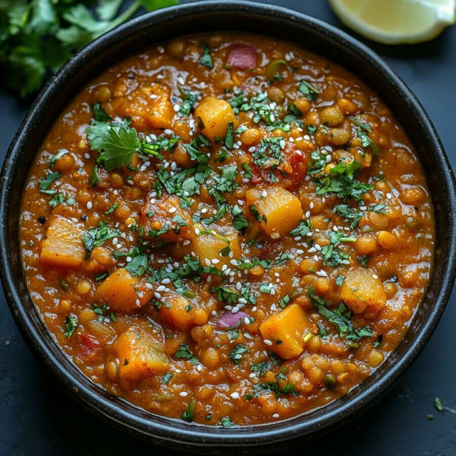 Imagem Curry-de-lentilha-com-legumes-cheio-de-especiarias-anti-inflamatórias